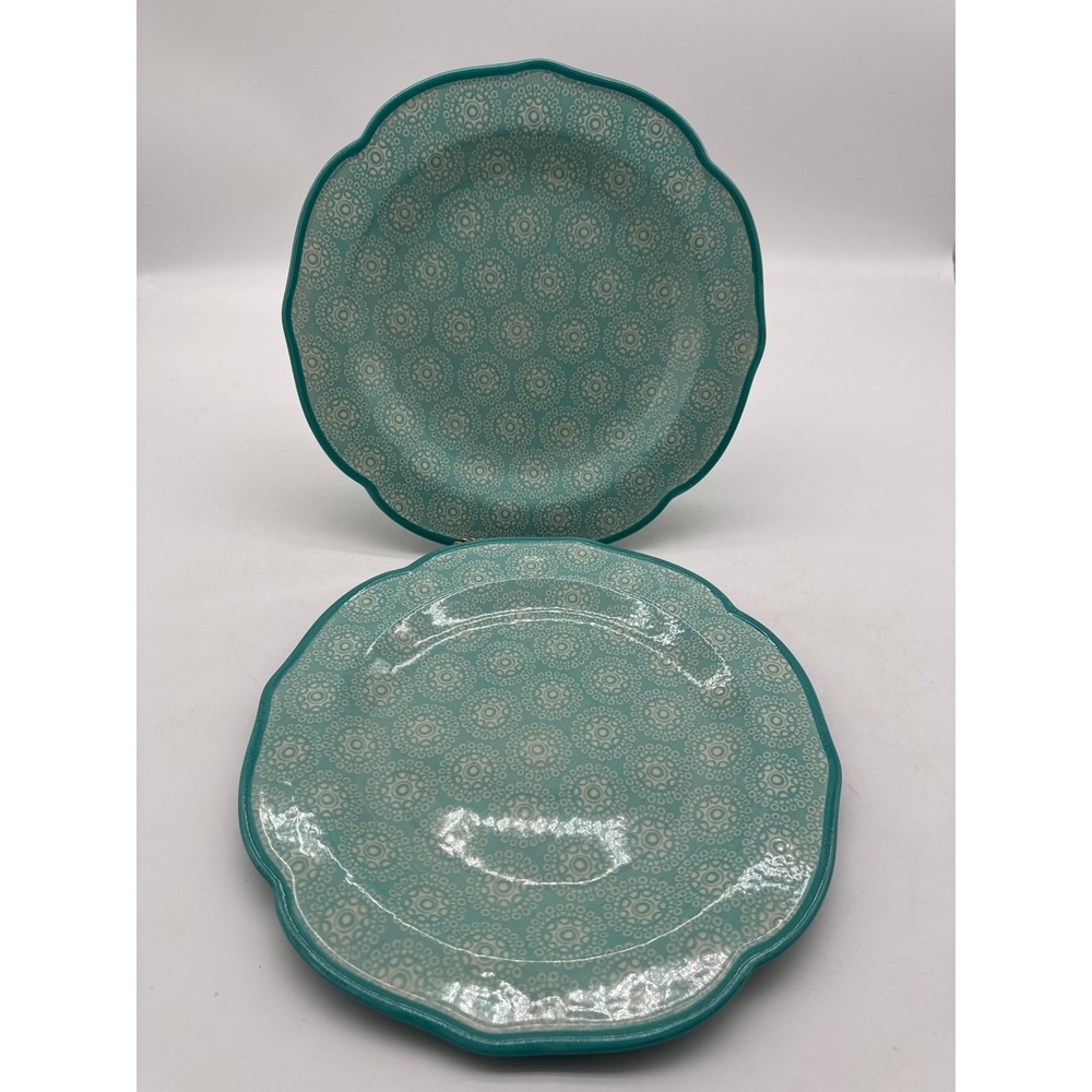 Set of 2‎ The Pioneer Woman Hyacinth Dinner Plates Teal/Blue 10 1/2"